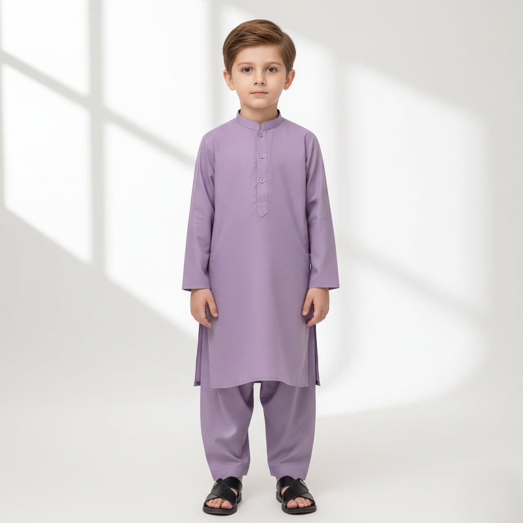 Boys Lilac Shalwar Qameez Set