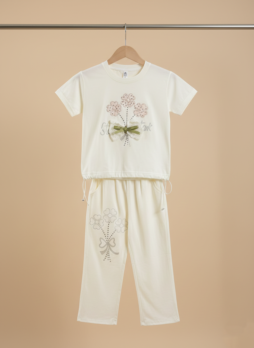 Off-white stone work Co-ord set