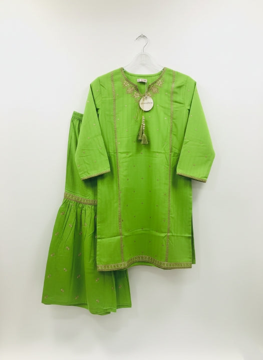 Parrot Embroidered Kameez and Gharara