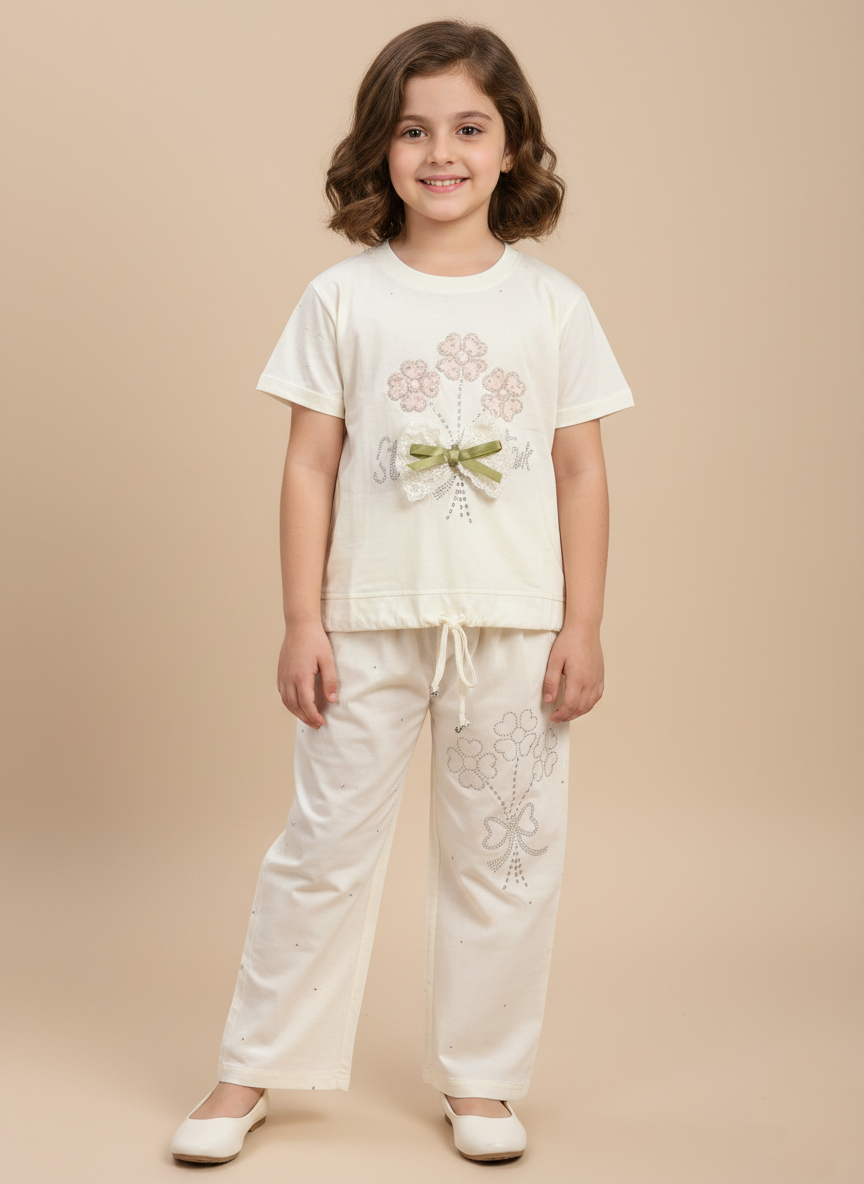 Off-white stone work Co-ord set