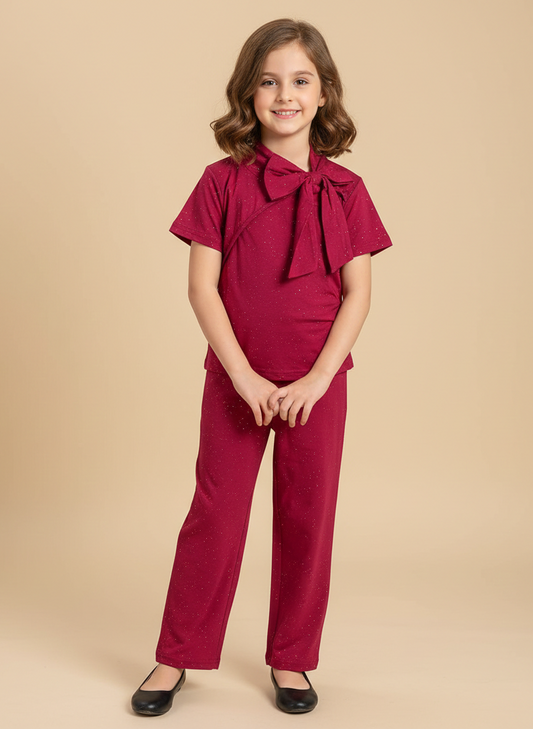 Maroon Embellished Co-ord Set