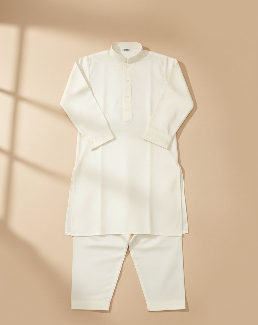 Boys Off-white Shalwar Qameez Set