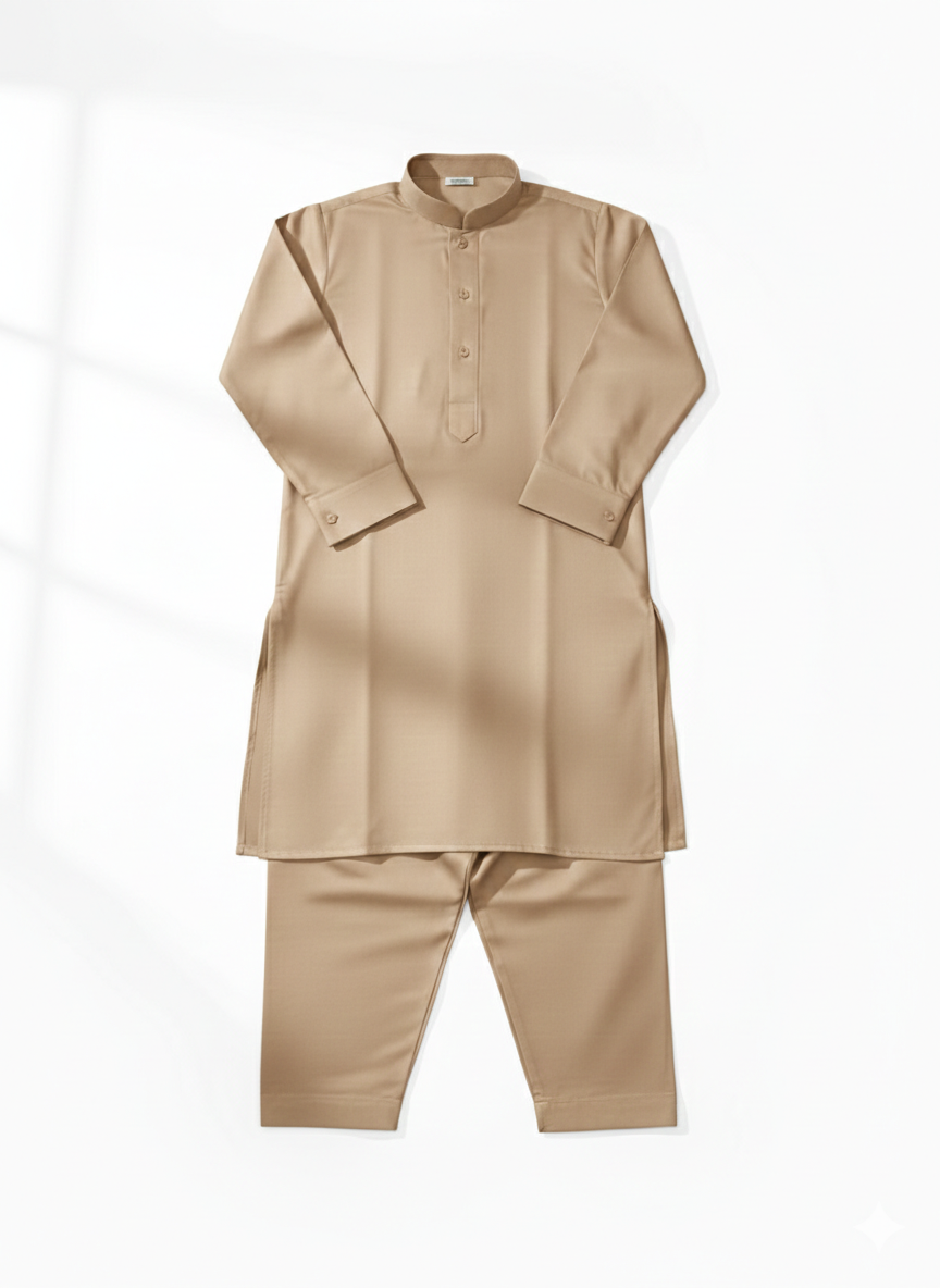 Boys Beige Shalwar Qameez Set