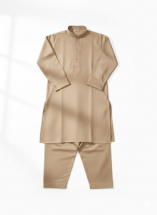 Boys Beige Shalwar Qameez Set