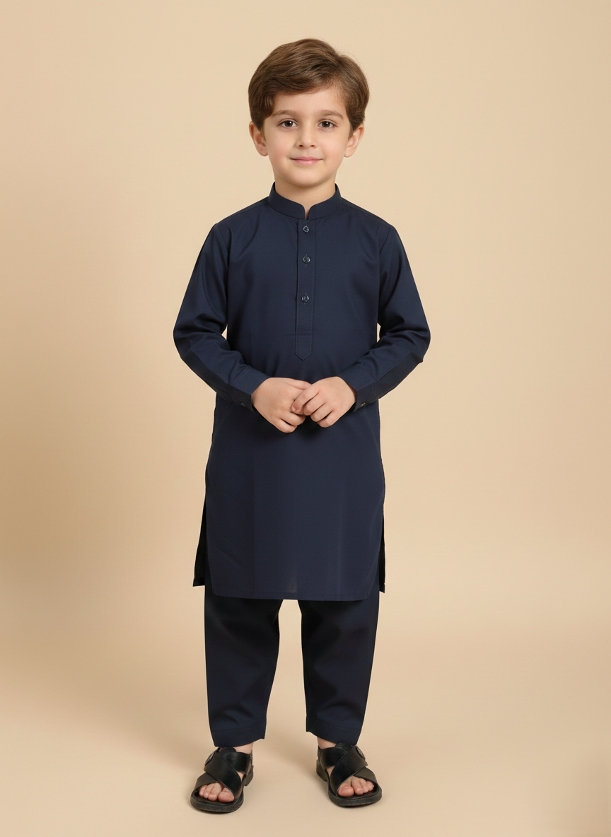 Boys Navy Blue Shalwar Qameez Set