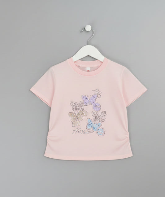 Baby Pink Dazzling stone work premium Cotton T-shirt