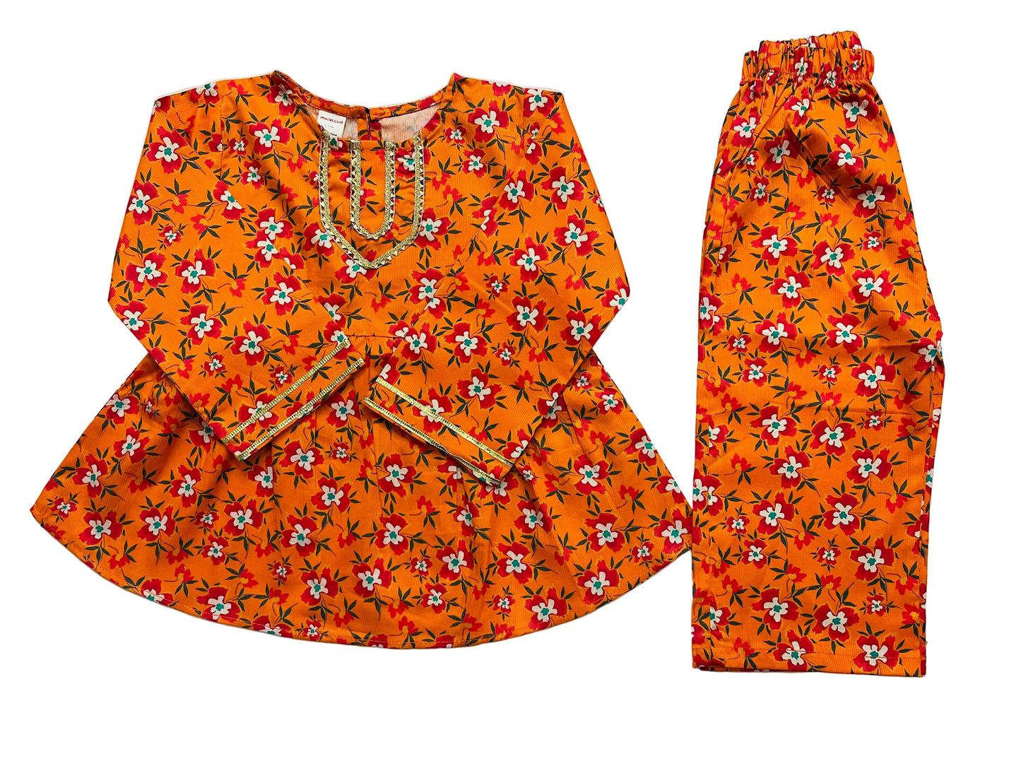 Floral Printed Frok & Trouser Set
