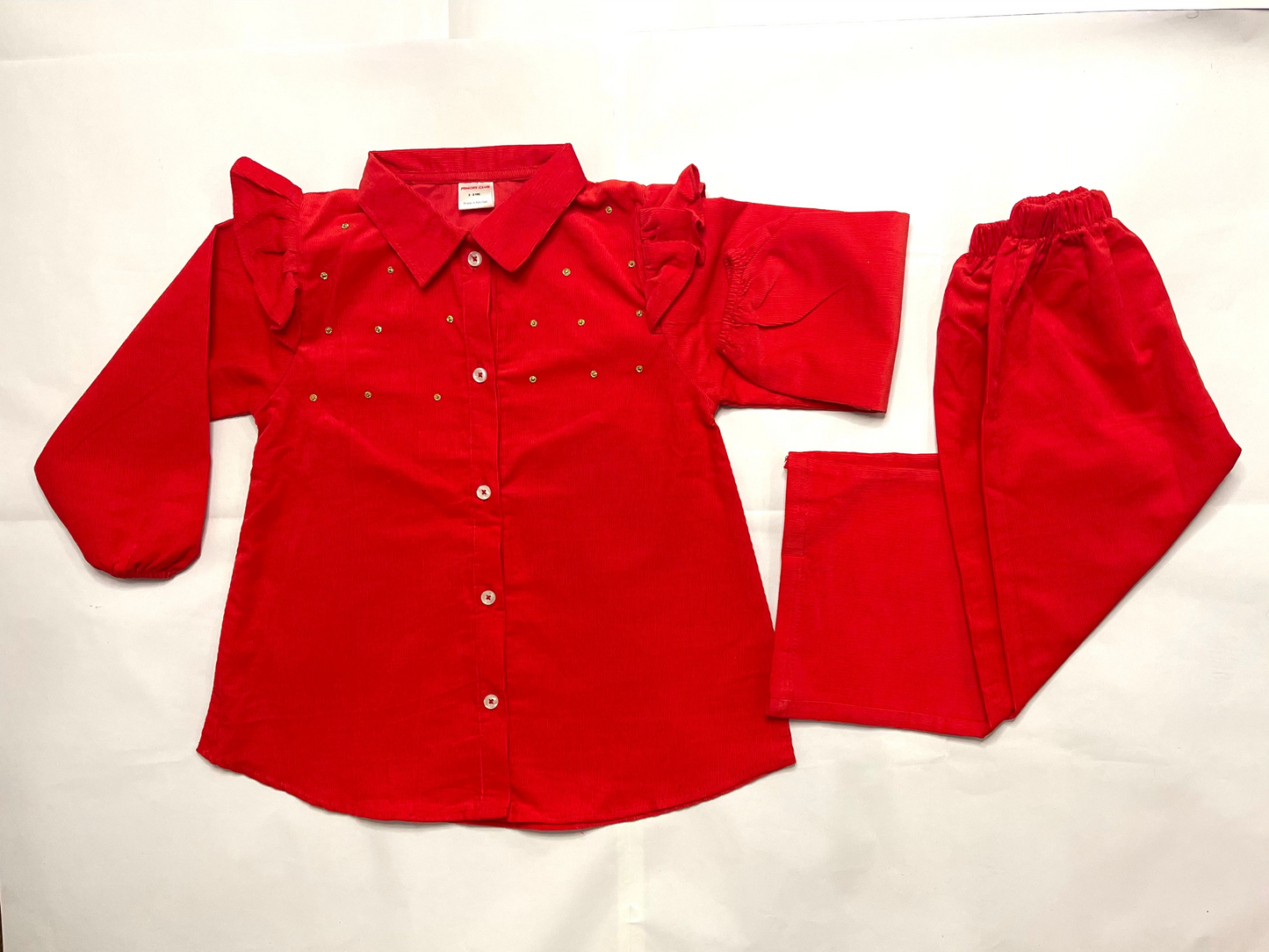Solid Red Top with Trouser Co-ord Set